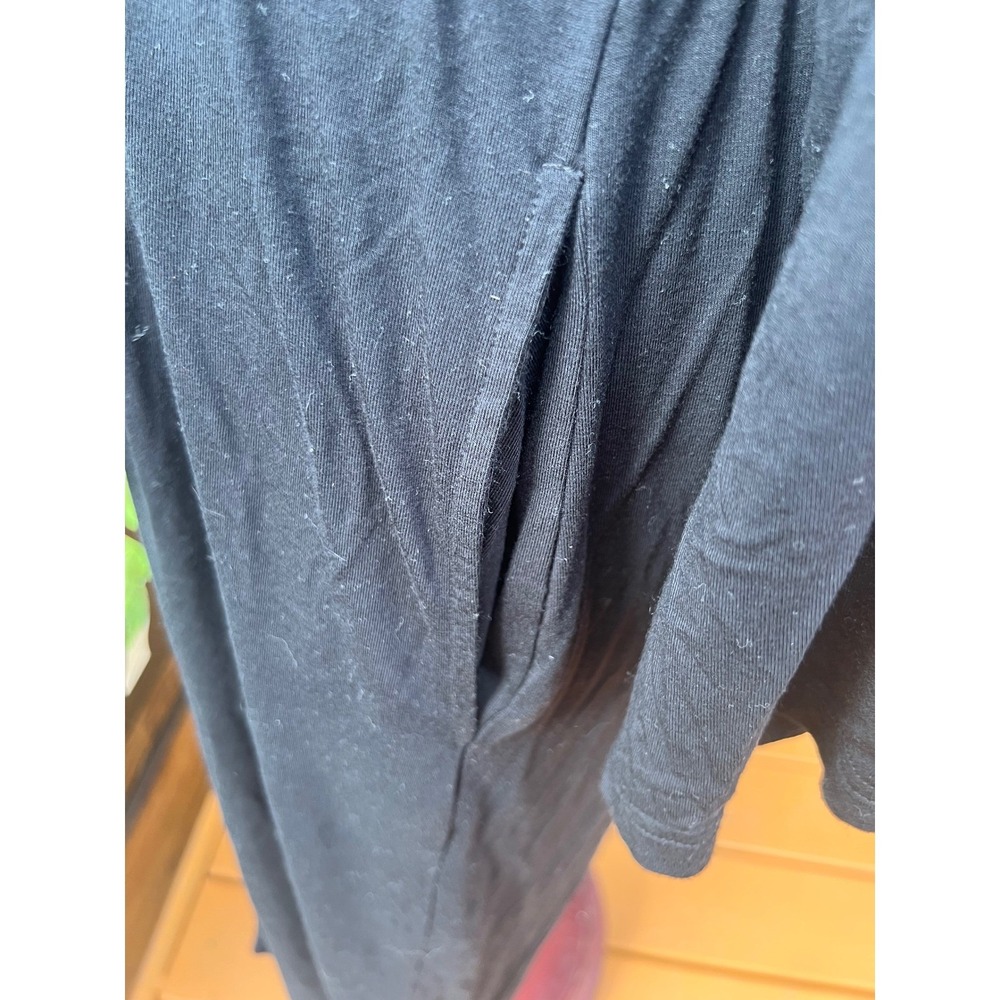 Soft Surroundings Black Bamboo Rayon Wrap Robe Long Sleeve Midi Tie Waist Medium - Picture 4 of 5